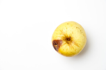 Yellow eco apple on a white background