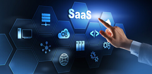 SaaS, Software as a Service. Internet and networking Technology concept.