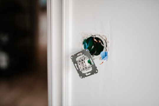 Electrical socket with front unscrewed, Sweden