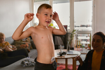 Happy boy looking away, Sweden