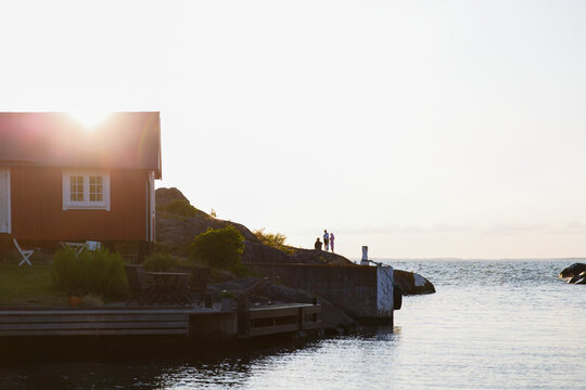 View of sea and rocky coast, Sweden