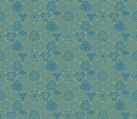 Hexagonal geometric line art patchwork pattern