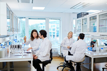 Scientists working in laboratory, Sweden