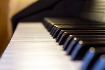 Close-up of electronic piano keys.
