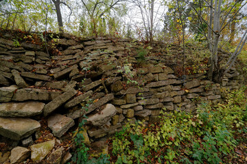 rock wall in autumn