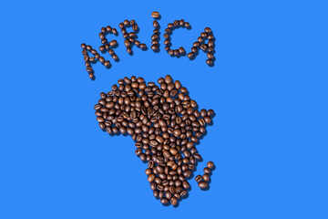 coffee beans in the shape of continent africa
