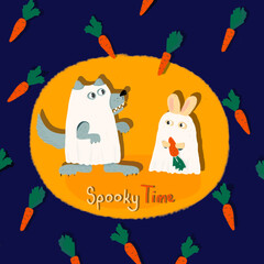 Halloween poster with funny animals