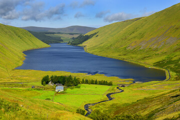 Lake Talla, Talla Reservoir, located a mile from Tweedsmuir, Scottish Borders, Scotland, is an...