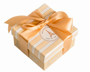 Wrapped gift, box with a bow, isolate, on a white background