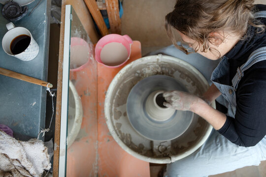 Woman using potters wheel, Sweden