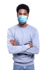 Beautiful man wearing a mouth mask