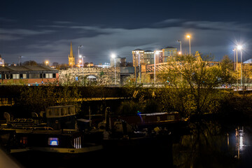 Naklejka premium Wakefield city view on the evening time. 