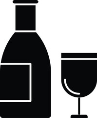 Drinks line icon for wine and beer