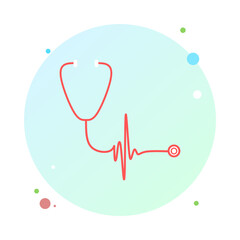 Stethoscope in circle icon trendy flat style. Stethoscope in round shaped icon symbol for your web site, logo, mobile app, UI design. Stethoscope icon vector illustration. 