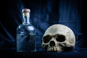 Skull with alcohol