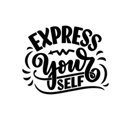 Be yourself lettering slogan. Funny quote for blog, poster and print design. Modern calligraphy text about selfcare. Vector