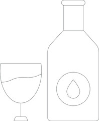 Drinks line icon for glass and wine