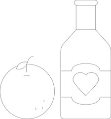 Drinks line icon for bottle and wine