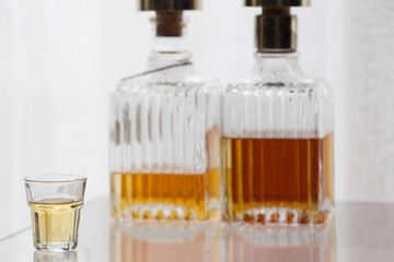 Alcoholic spirits and drinks concept background, with copy space