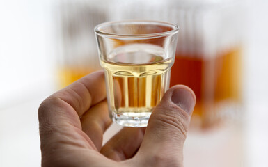 Alcoholic spirits and drinks concept background, with copy space