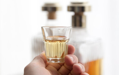 Alcoholic spirits and drinks concept background, with copy space