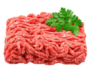 minced meat, pork, beef, forcemeat, clipping path, isolated on white background, full depth of field