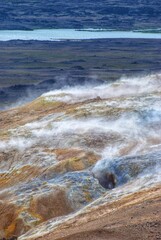 Fantastic natural sites around the lake of Myvatn, Iceland