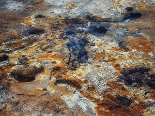 Fantastic natural sites around the lake of Myvatn, Iceland