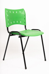green plastic chair