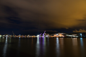 Fototapeta na wymiar Drammen city night view in Norway.