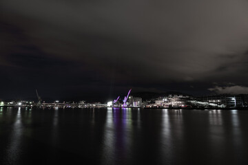 Naklejka na ściany i meble Drammen city night view in Norway.