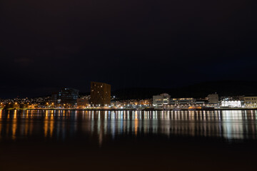 Drammen city night view in Norway.