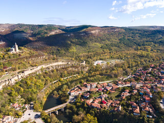 Aerial view of city of Veliko Tarnovo, Bulgaria