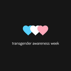 Transgender Awareness Week. Heart Icons In Trans Pride Flag Colours.