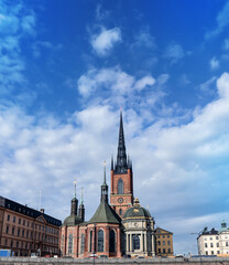 Landmark, Church of Riddarholmen (Riddarholmskyrkan) in Stockholm (capital of Sweden).