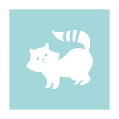 Vector of cute raccoon silhouette design on soft blue background. Wild Animals. Good for cover, invitation, banner, placard, brochure, poster, card, flyer, social media and other.