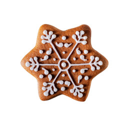 Decorated gingerbread stars isolated on white background