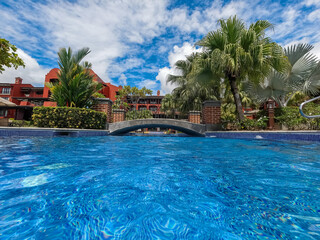 Beautiful view of the Resort pool and gardens 