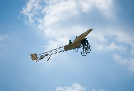 A replica of a Louis Bleriot monoplane displaying at Hahnweide Oldtimers Airshow, Hahnweide Airfield, Baden-Wurttemberg, Stuttgart, Germany - 3rd September 2011