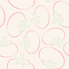 Abstract seamless pattern with tomatoes on light background