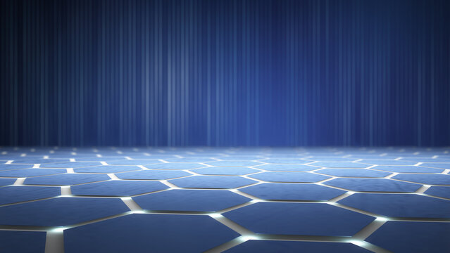 Digitally Generated Image Of Blue Hexagon Shape