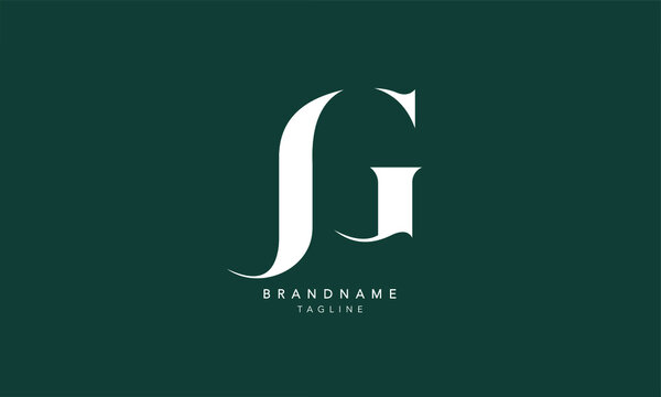 Alphabet letters Initials Monogram logo JG, GJ, J and G