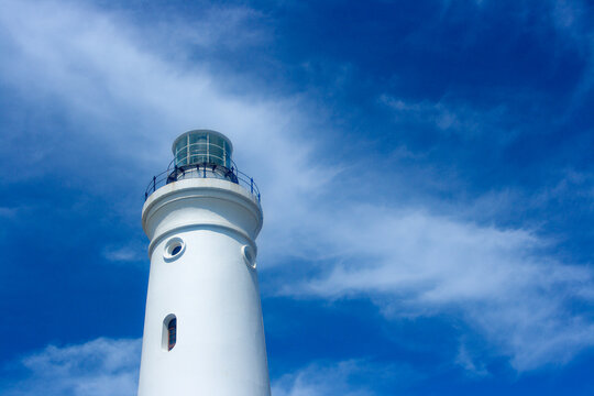 White Lighthouse Tower With Cloudy Blue Sky, St. Francis Bay, South Africa