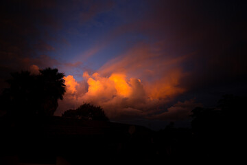 Puffy orange cloud sunset