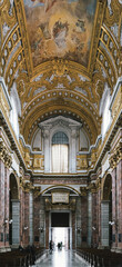 Fototapeta na wymiar Rome/Italy - March 20 2019: Interior of Sant'Ambrogio e Carlo al Corso basilica