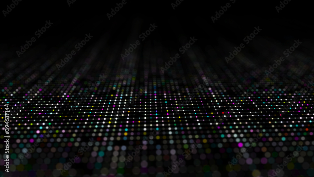 Poster network connection structure. technological black background. big data visualization. 3d rendering.