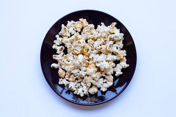 Popcorn on white background. Copy space