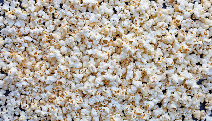 Popcorn on dark background. Copy space