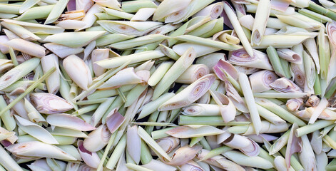 Organic lemongrass on dark background.