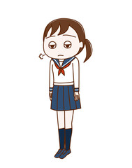 落ち込んでぼんやりと無気力になる女子学生